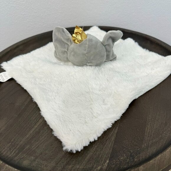 Lila & Jack Baby Elephant Gold Crown Security Blanket Lovey White Grey - Picture 4 of 9